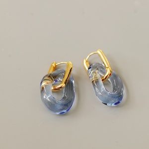 New 18k gold plated U shape women's geometry glass earrings
